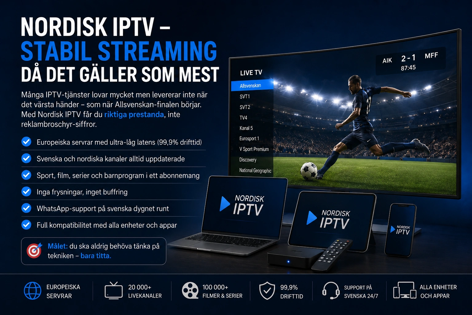 Nordisk IPTV – stabil streaming då det gäller som mest